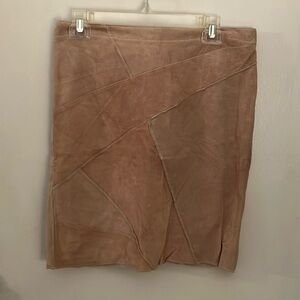 NWT Poleci 100% Genuine Suede Patchwork Skirt